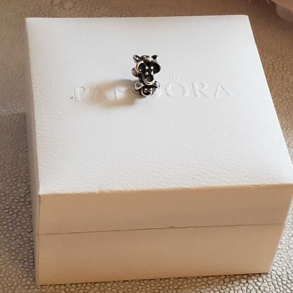 Pandora floral elegance spacer with black cz's